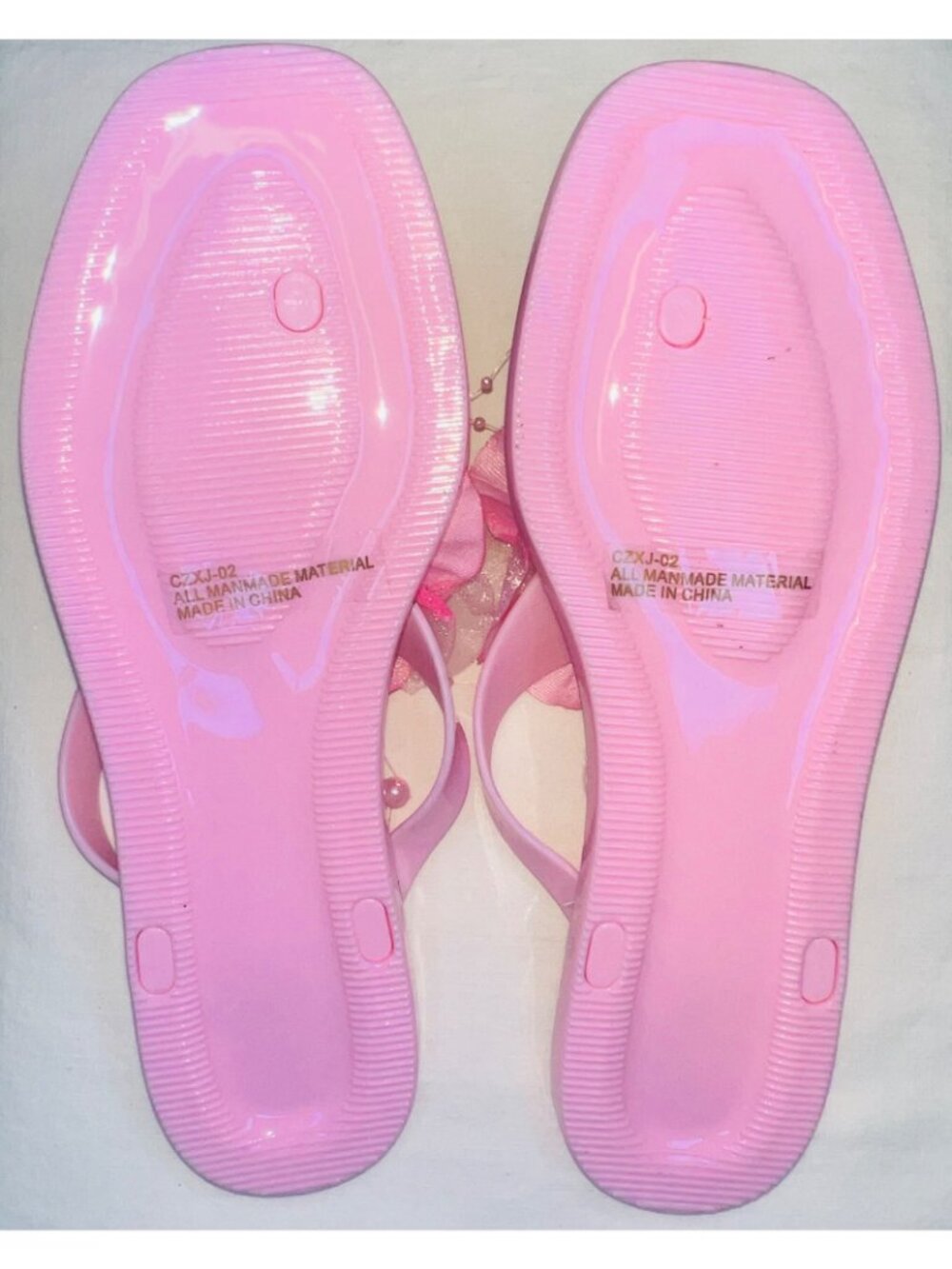 Rouge Helium Women’s Pink Sandals wRhinestone Trim and Flower Size 8.5 - Picture 5 of 5